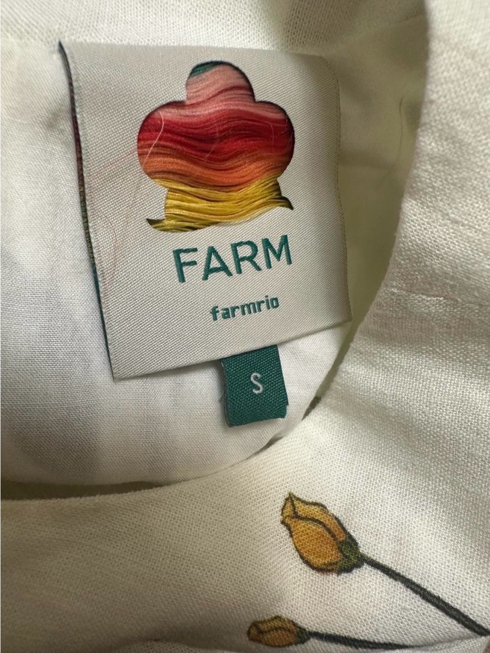 FARM Rio White Cotton Crop Top with Yellow & Orange Embroidery - Picture 8 of 8
